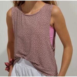 Anthropologie Allfenix Cheetah Tank Top •Size XS• Pink Leopard Shirt